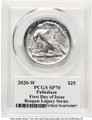 Bullionshark 2020-W $25 Palladium Eagle Coin PCGS MS70, First Day of Issue - HAT772671089 
