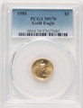 Bullionshark 1988 $5 1/10 oz American Gold Eagle Coin PCGS MS70 - HAT522320071 