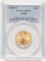 Bullionshark 2008-W $10 Burnished 1/4 oz American Gold Eagle Coin PCGS MS70 - HAT506414001 