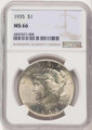 Bullionshark 1935 S$1 Peace Silver Dollar Coin NGC MS66 - HAT522470055 