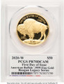 2020-W G$50 Proof 1 oz American Gold Buffalo Coin PCGS PR70 DCAM - First Day of Issue - Reagan Legacy coin back image