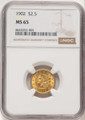 1902 $2.5 Liberty Gold Quarter Eagle Coin NGC MS65 coin front image