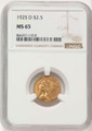 Bullionshark 1925-D $2.5 Indian Gold Quarter Eagle Coin NGC MS65 - HAT522558022 