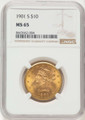 1901-S $10 Liberty Gold Eagle Coin NGC MS65 coin front image