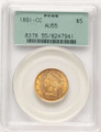 1891-CC $5 Liberty Gold Half Eagle Coin PCGS AU55 coin front image