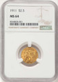 1911 $2.5 Indian Gold Quarter Eagle Coin NGC MS64 coin front image