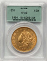 1851 $20 Liberty Gold Double Eagle PCGS XF40 coin front image