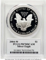 2004-W S$1 Proof American Silver Eagle Coin PCGS PR70 DCAM coin back image