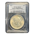1921 High Relief Peace Silver Dollar PCGS MS63