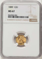 1889 G$1 Gold Dollar Coin NGC MS67 coin front image