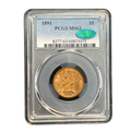 1891 Gold $5 Liberty PCGS MS 63