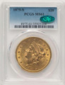 Bullionshark 1875-S $20 Liberty Gold Double Eagle PCGS MS61  CAC - HAT522611003 
