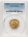 Bullionshark 1912 $5 Indian Gold Half Eagle Coin PCGS MS63 - HAT784554078 