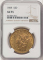 Bullionshark 1864 $20 Liberty Gold Double Eagle NGC AU55 - HAT785787020 