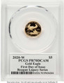 2020-W $5 Proof 1/10 oz American Gold Eagle Coin PCGS PR70 DCAM    One- - First Day of Issue - Michael Reagan coin back image