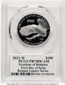 2021-W $100 Proof Modern Bullion Coin PCGS PR70   One- Ounce Platinum Eagle - Freedom of Religion coin back image