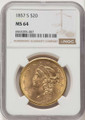 1857-S $20 Liberty Gold Double Eagle NGC MS64 coin front image