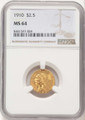 1910 $2.5 Indian Gold Quarter Eagle Coin NGC MS64 coin front image