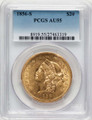 1856-S $20 Liberty Gold Double Eagle PCGS AU55 coin front image