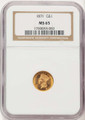 1871 G$1 Gold Dollar Coin NGC MS65 coin front image