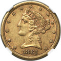 1881-CC $5 Liberty Gold Half Eagle Coin NGC AU55 coin front image