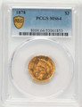 1878 $3 Three Dollar Gold  Coin PCGS MS64 coin front image
