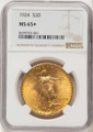 Bullionshark 1924 $20 Saint Gaudens Double Eagle NGC MS65  + - HAT177497011 