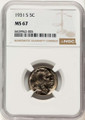 1931-S 5C Buffalo Nickel Coin NGC MS67 coin front image
