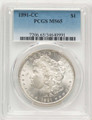 1891-CC S$1 Morgan Silver Dollar Coin PCGS MS65 coin front image