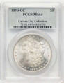 1890-CC S$1 Morgan Silver Dollar Coin PCGS MS64 coin front image