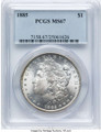 1885 S$1 Morgan Silver Dollar Coin PCGS MS67 coin front image