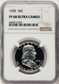 1958 50C Proof Franklin Half Dollar Coin NGC PF68 UCAM coin front image