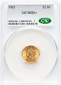 1903 $2.5 Liberty Gold Quarter Eagle Coin CACG MS66  CAC + coin front image