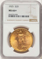 Bullionshark 1925 $20 Saint Gaudens Double Eagle NGC MS66  + - HAT787566018 