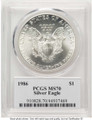 1986 S$1 American Silver Eagle Coin PCGS MS70 - First Strike - John Dannreuther coin back image