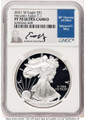2021-W S$1 Proof American Silver Eagle Coin NGC PF70 UCAM - Type One coin front image