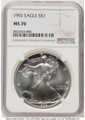 1992 S$1 American Silver Eagle Coin NGC MS70 coin front image