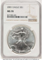 2001 S$1 American Silver Eagle Coin NGC MS70 coin front image