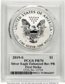 2019-S S$1 Reverse Proof American Silver Eagle Coin PCGS rev PR70 - Enhanced - Grey Whitley Signature - First Strike coin back image