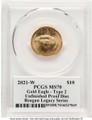 2021-W $10 Proof 1/4 oz American Gold Eagle Coin PCGS PR70 DCAM - Type Two - Unfinished  Dies coin back image