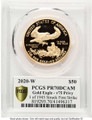 2020-W G$50 Proof 1 oz American Gold Eagle Coin PCGS PR70 DCAM - v75 Privy - First Strike coin back image