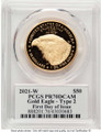 2021-W G$50 Proof 1 oz American Gold Eagle Coin PCGS PR70 DCAM - Type Two - First Day of Issue coin back image