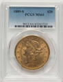 Bullionshark 1889-S $20 Liberty Gold Double Eagle PCGS MS61 - HAT788689013 