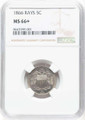 Bullionshark 1866 5C Shield Nickel Coin NGC MS66  +  Rays - HAT781251013 