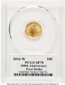 Bullionshark 2016-W 10C Modern Bullion Coin PCGS MS70   Mercury Dime - Tenth-Ounce Gold - 100th Anniversary - HAT524608005 