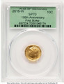 Bullionshark 2016-W 10C Modern Bullion Coin PCGS MS70   Mercury Dime - Gold 100th Anniversary - First Strike - HAT507770005 