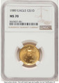 Bullionshark 1989 $10 1/4 oz American Gold Eagle Coin NGC MS70 - HAT779111011 
