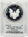 2020-W S$1 Proof American Silver Eagle Coin PCGS PR70 DCAM - v75 Privy - First Strike coin back image