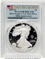 Bullionshark 2025-W $1 Proof American Silver Eagle Coin PCGS PR70 DCAM - U.S. Navy Privy - First Day of Issue - HAT782769036 