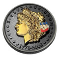  1776-2026 Morgan Dollar Tribute Three-Dimensional Sculptural Coin Black Ruthenium & 24K Gold highlights 